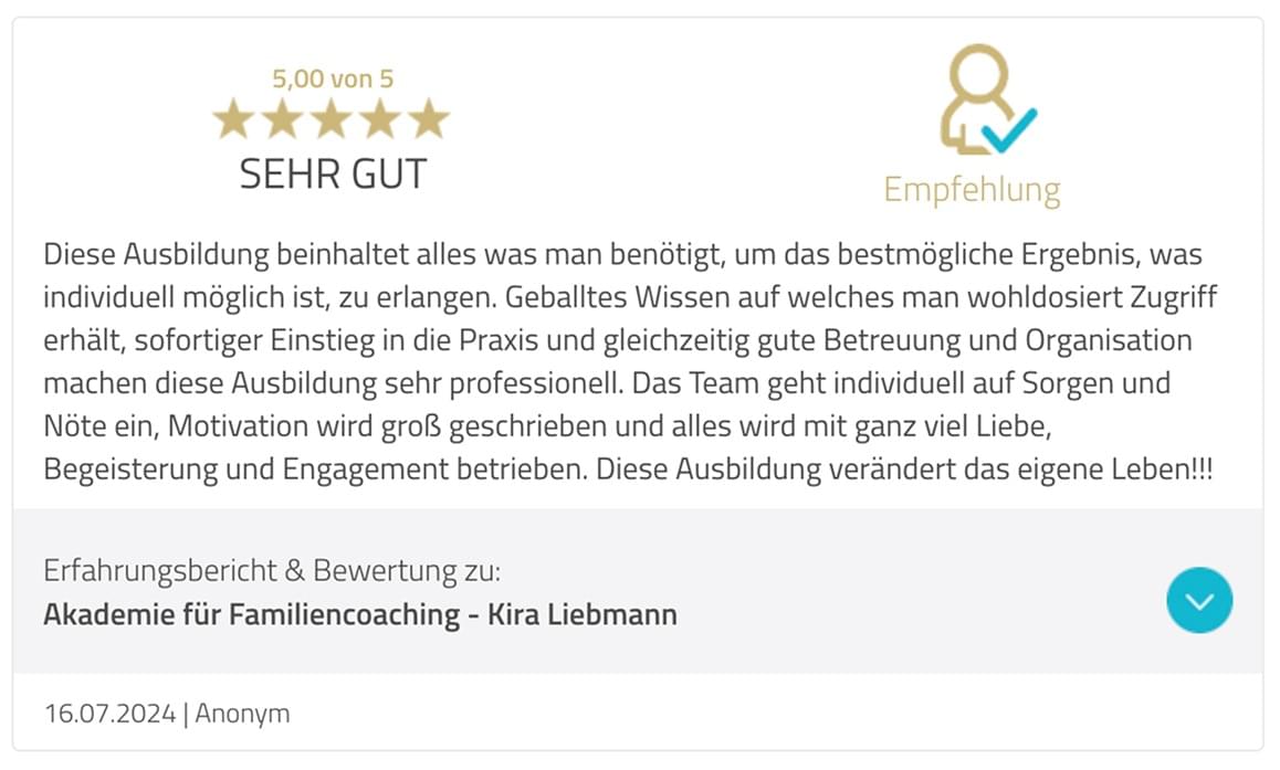 Bewertung einer Teilnehmerin
